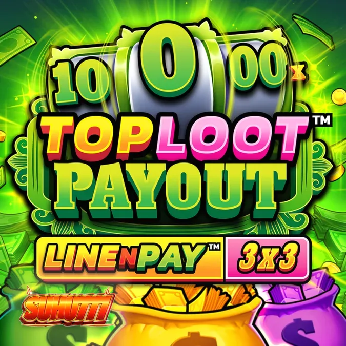 Tampilan antarmuka slot TopLoot Payout LineNPay dengan nuansa hijau yang khas